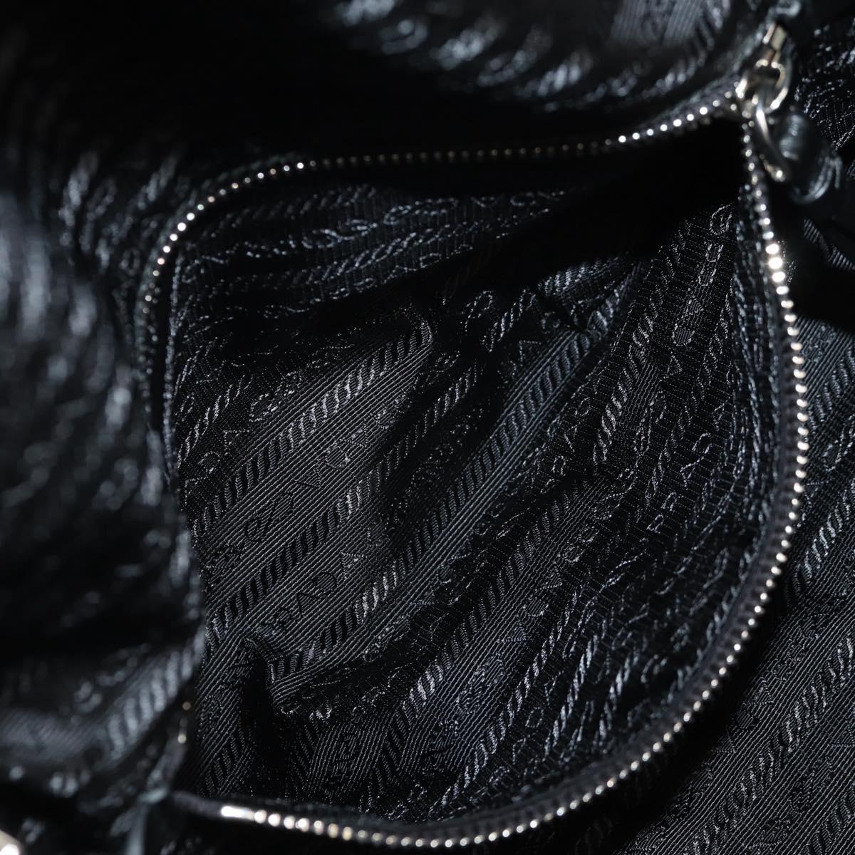 PRADA Signeau Shoulder Bag Canvas Black Silver 1BC165 Auth yk19619M