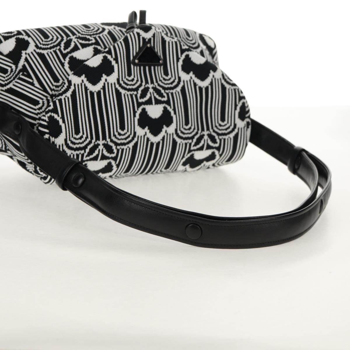 PRADA Signeau Shoulder Bag Canvas Black Silver 1BC165 Auth yk19619M