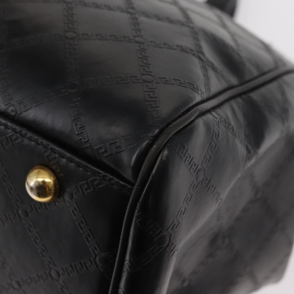 VERSACE Hand Bag Leather Yellow Black Auth yk19622