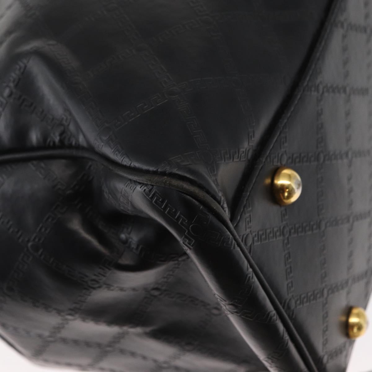 VERSACE Hand Bag Leather Yellow Black Auth yk19622