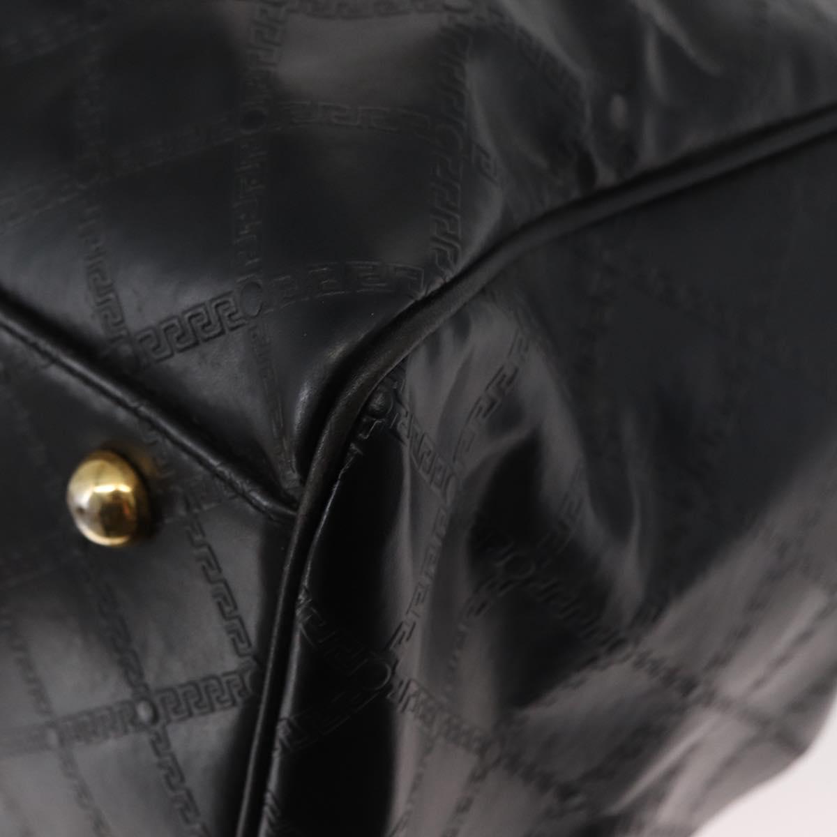 VERSACE Hand Bag Leather Yellow Black Auth yk19622