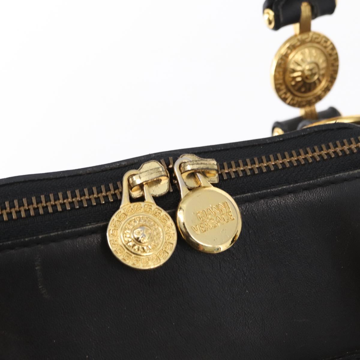 VERSACE Hand Bag Leather Yellow Black Auth yk19622