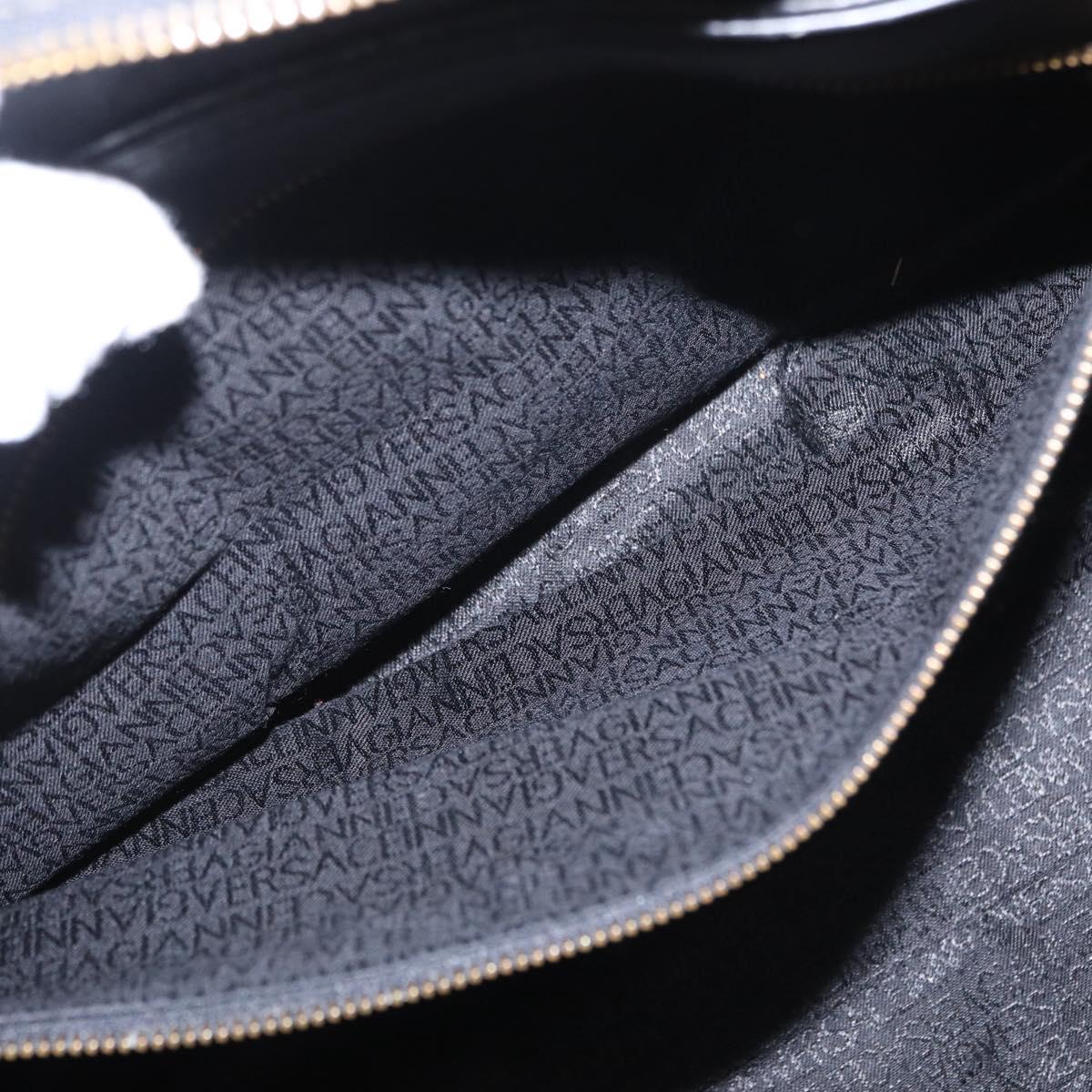 VERSACE Hand Bag Leather Yellow Black Auth yk19622