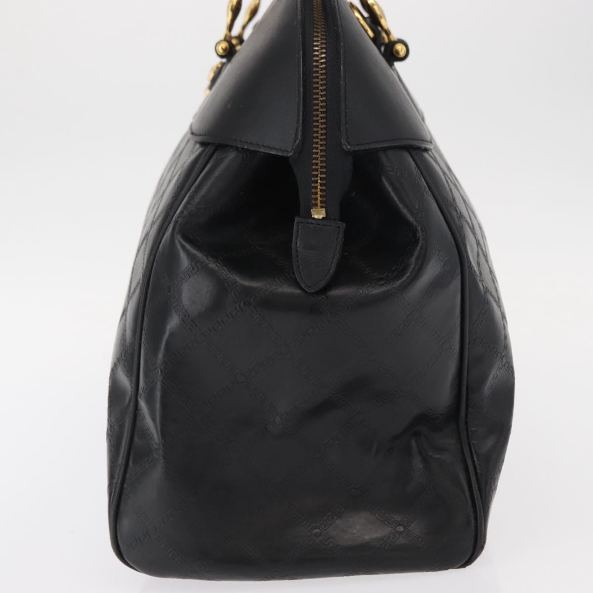 VERSACE Hand Bag Leather Yellow Black Auth yk19622