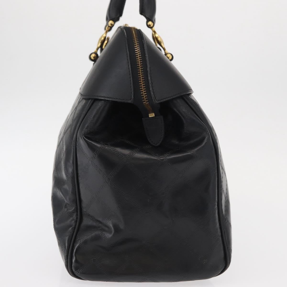 VERSACE Hand Bag Leather Yellow Black Auth yk19622