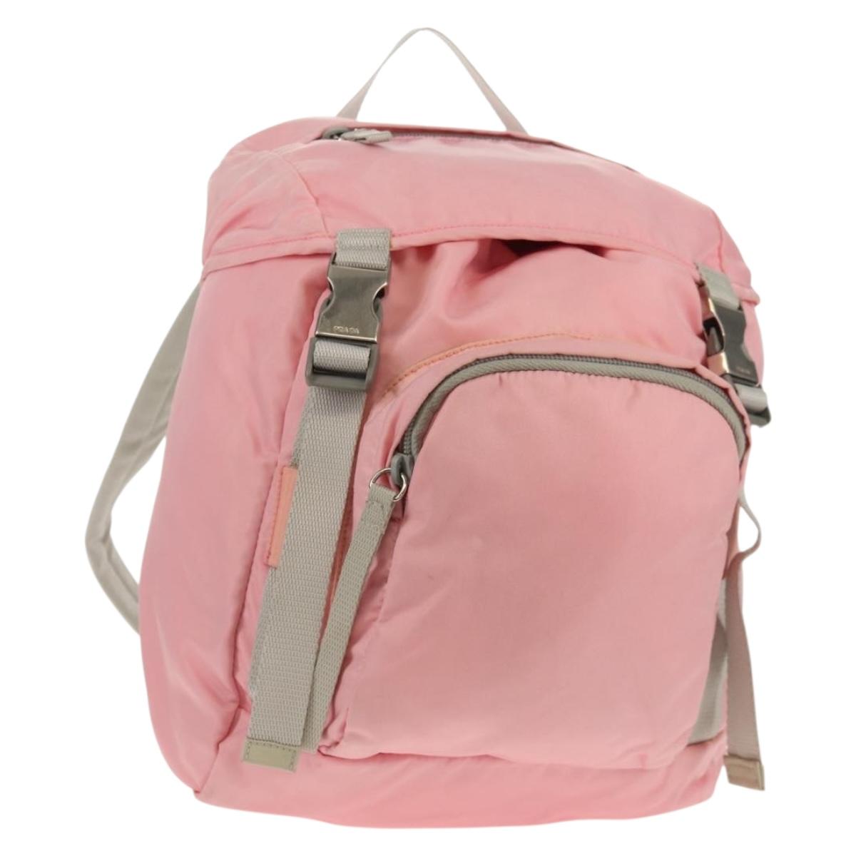 PRADA Backpack Nylon Pink Silver Auth yk19623V