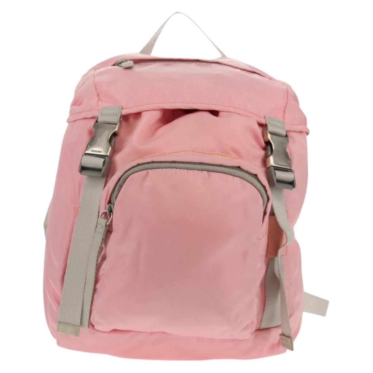 PRADA Backpack Nylon Pink Silver Auth yk19623V