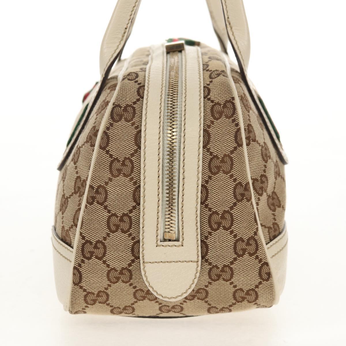 GUCCI Pretty GG Canvas Web Sherry Line Hand Bag Beige Gold 161720 Auth yk19624V