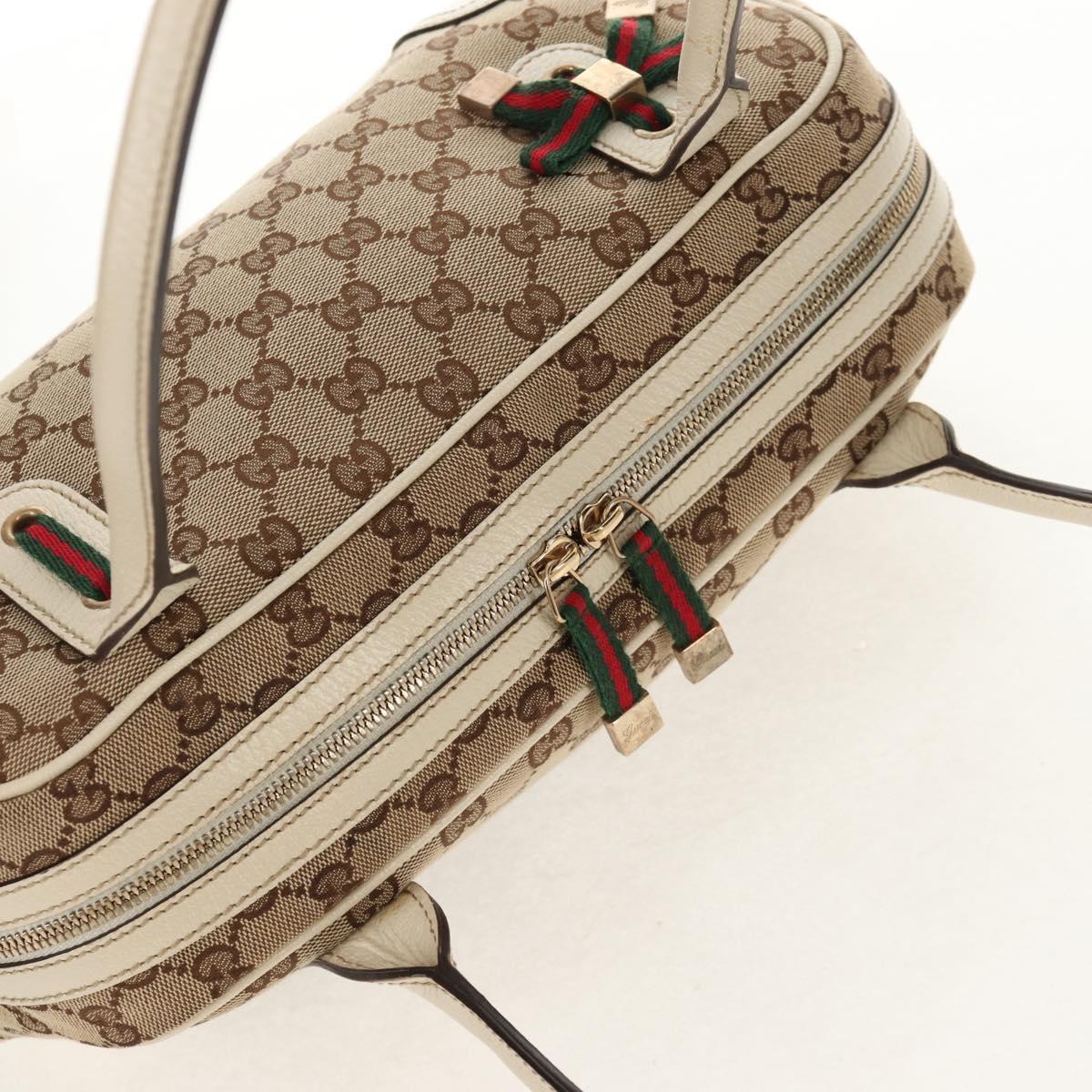 GUCCI Pretty GG Canvas Web Sherry Line Hand Bag Beige Gold 161720 Auth yk19624V