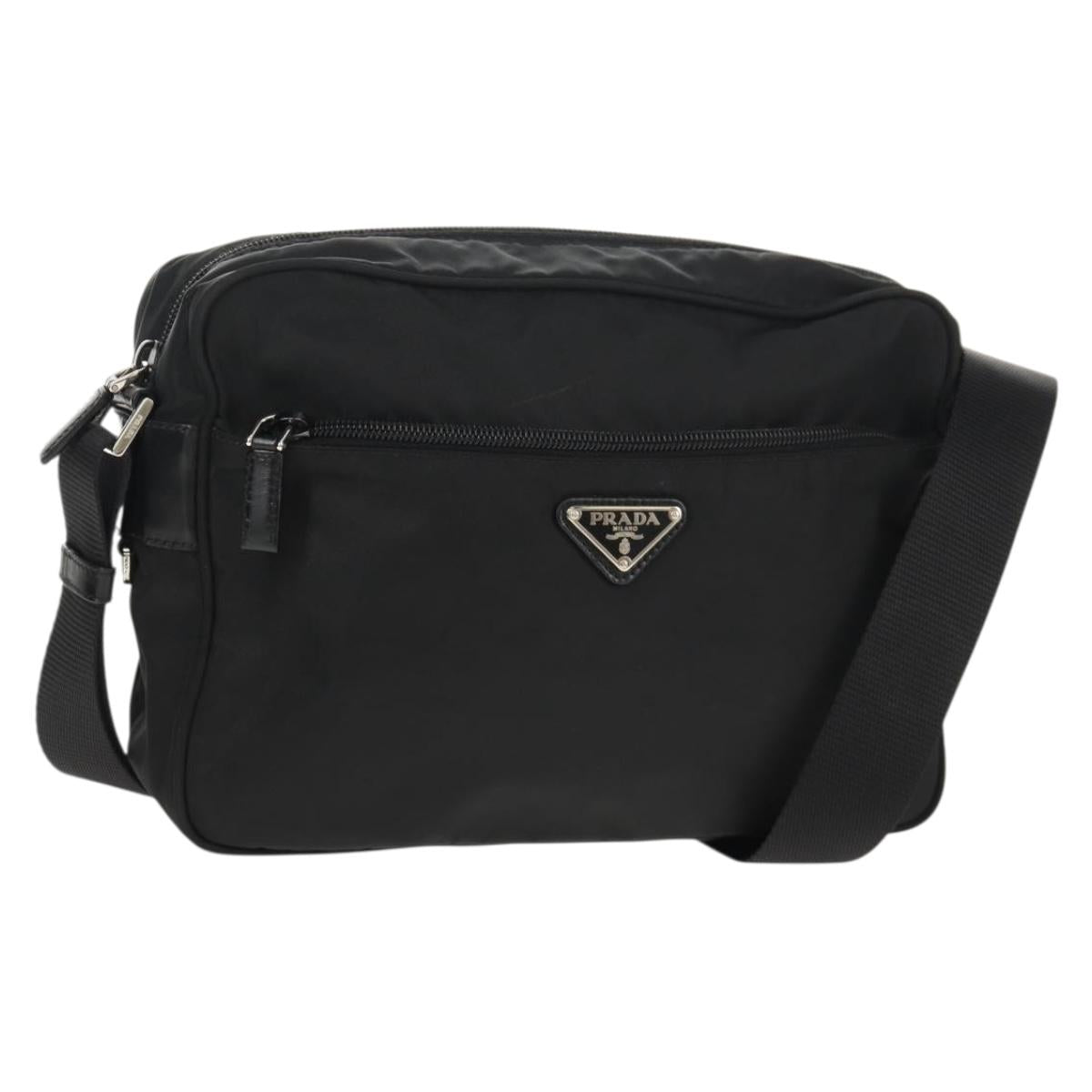PRADA Shoulder Bag Nylon Black Silver Auth yk19625V
