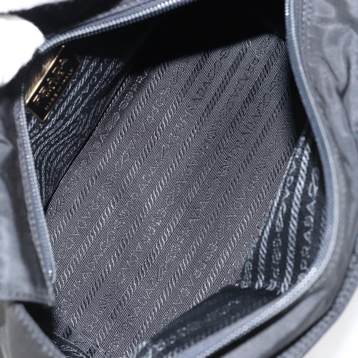 PRADA Hand Bag Nylon Black Gold Auth yk19626