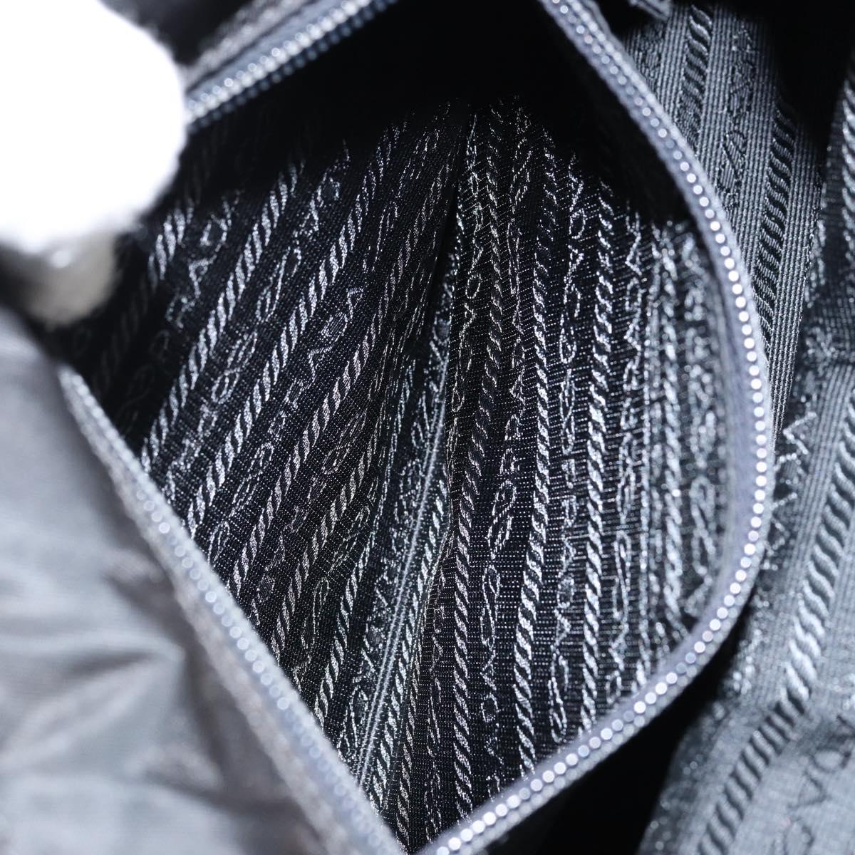 PRADA Hand Bag Nylon Black Gold Auth yk19626