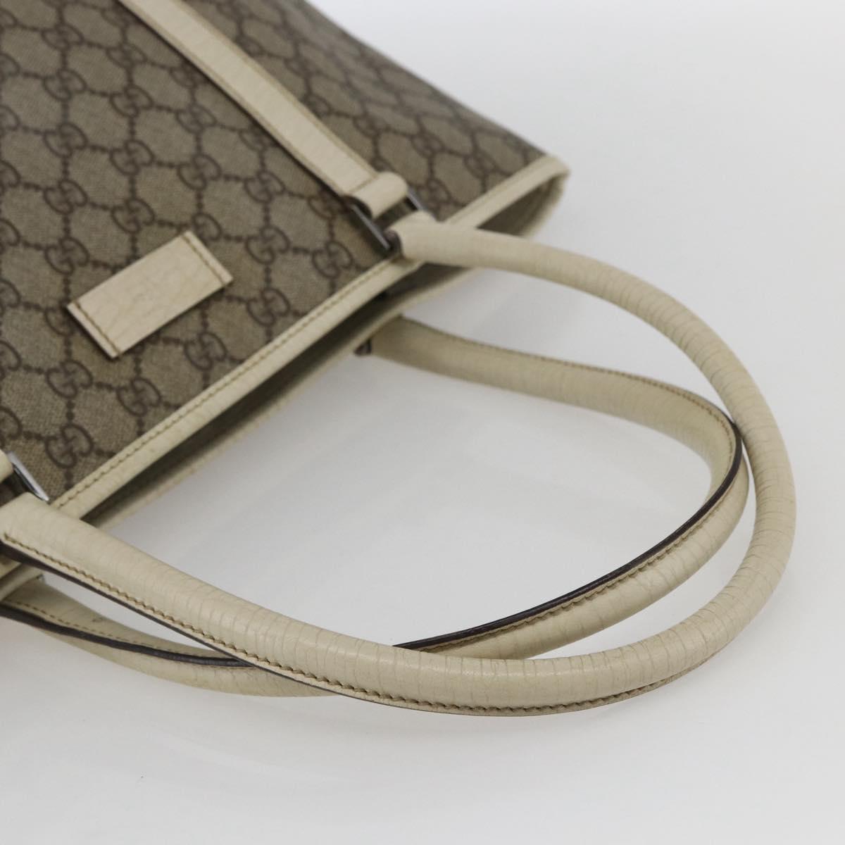 GUCCI GG Supreme Tote Bag PVC Beige Silver 114595 Auth yk19636