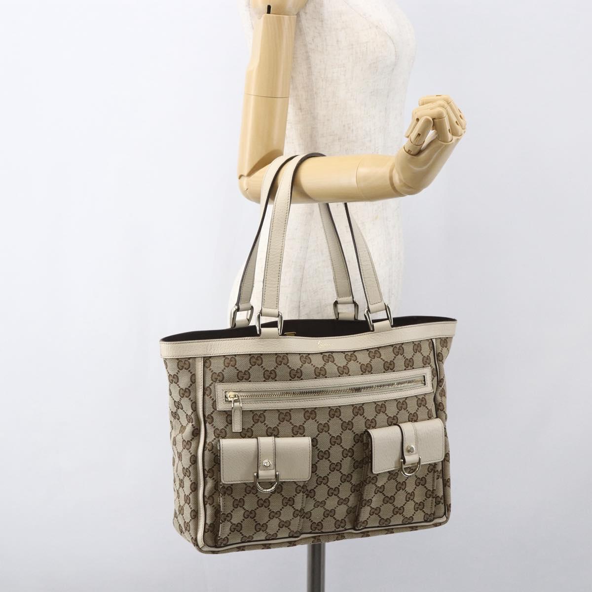 GUCCI GG Canvas Abbey Tote Bag Beige Gold 146247 Auth yk19639V