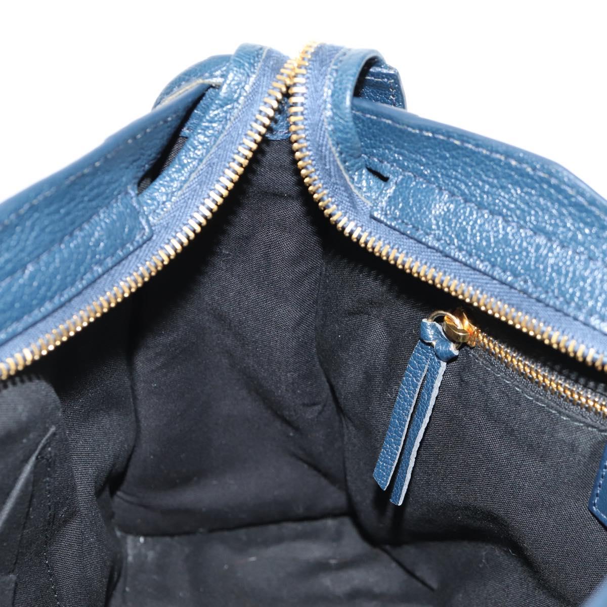 BALENCIAGA Metallic Edge City Hand Bag Leather Navy Gold 432831 Auth yk19642M