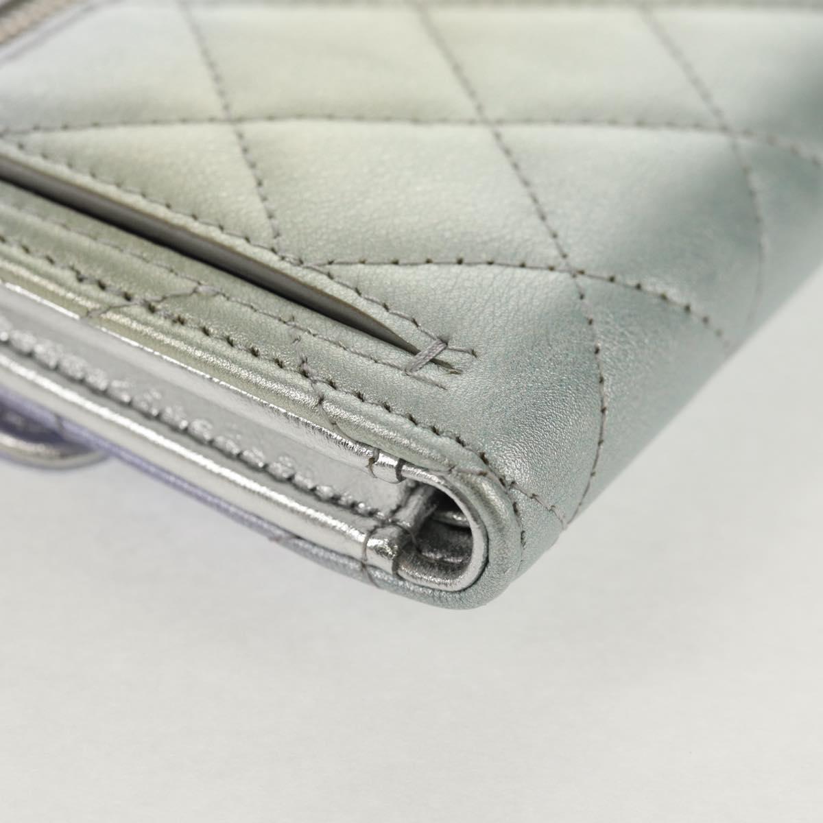 CHANEL Matelasse Gradient Compact Wallet Lamb Skin Purple CC Auth yk19643M