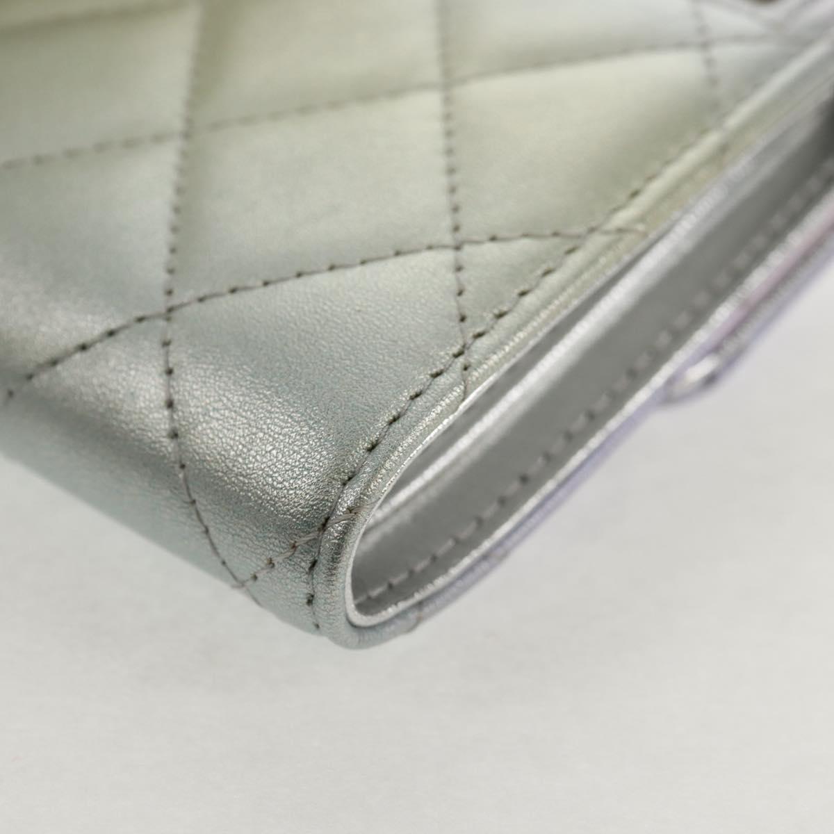 CHANEL Matelasse Gradient Compact Wallet Lamb Skin Purple CC Auth yk19643M