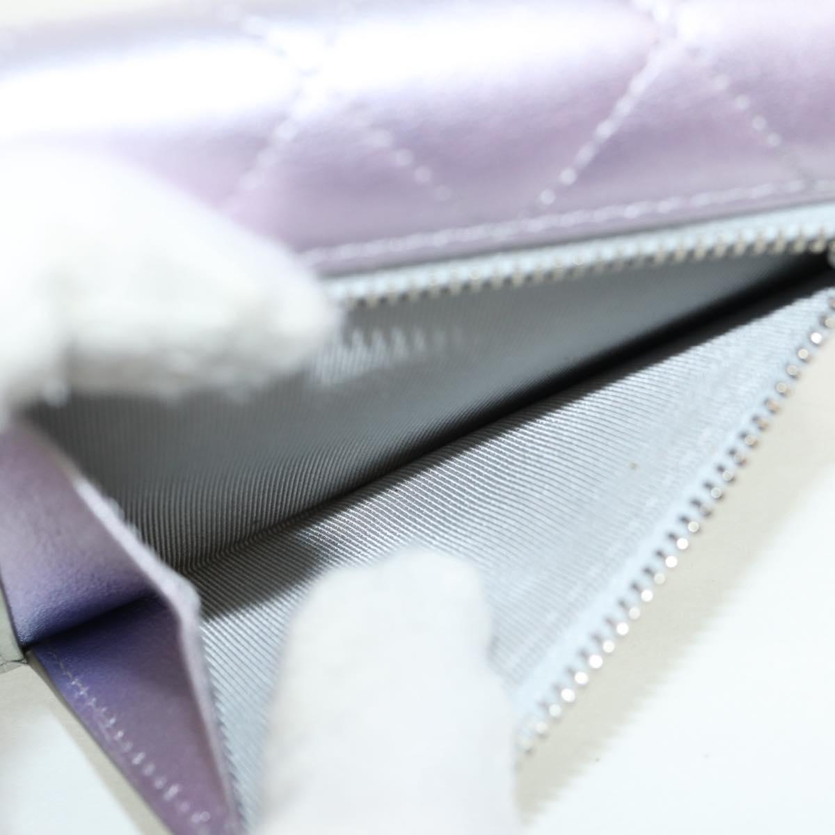 CHANEL Matelasse Gradient Compact Wallet Lamb Skin Purple CC Auth yk19643M