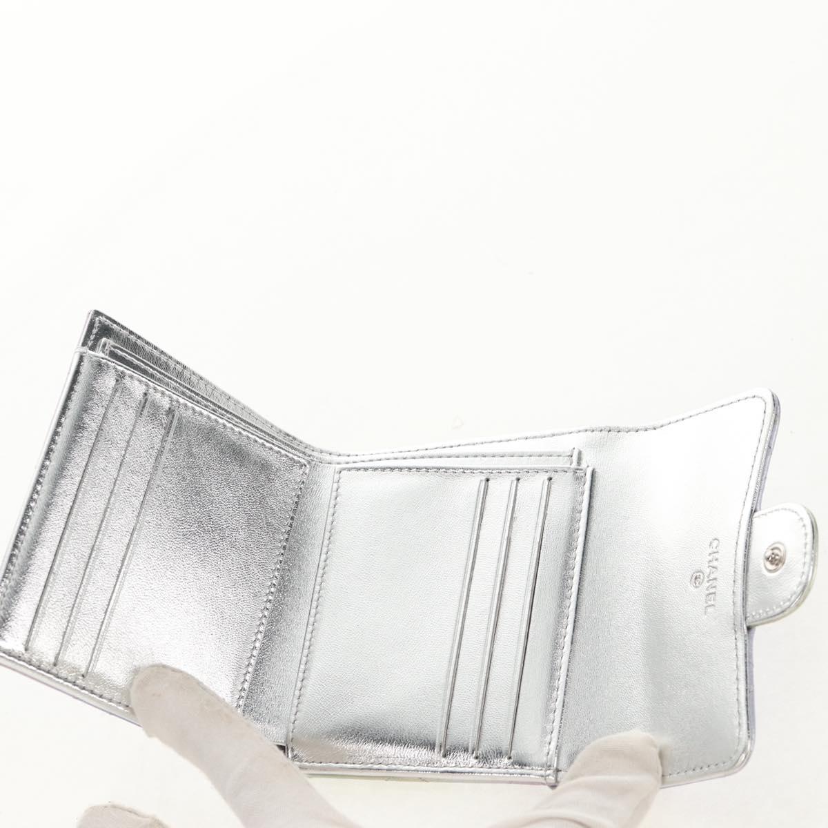 CHANEL Matelasse Gradient Compact Wallet Lamb Skin Purple CC Auth yk19643M