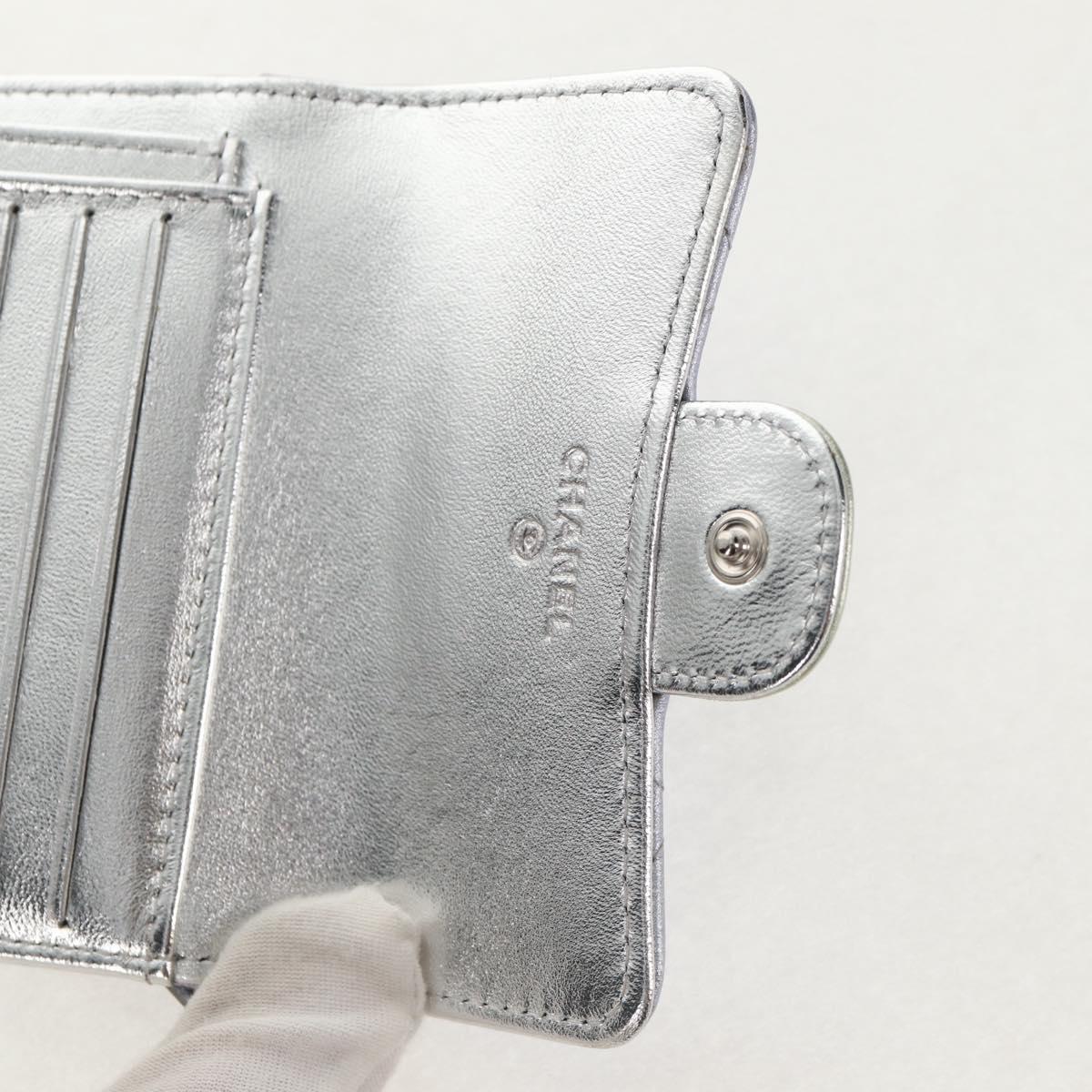 CHANEL Matelasse Gradient Compact Wallet Lamb Skin Purple CC Auth yk19643M