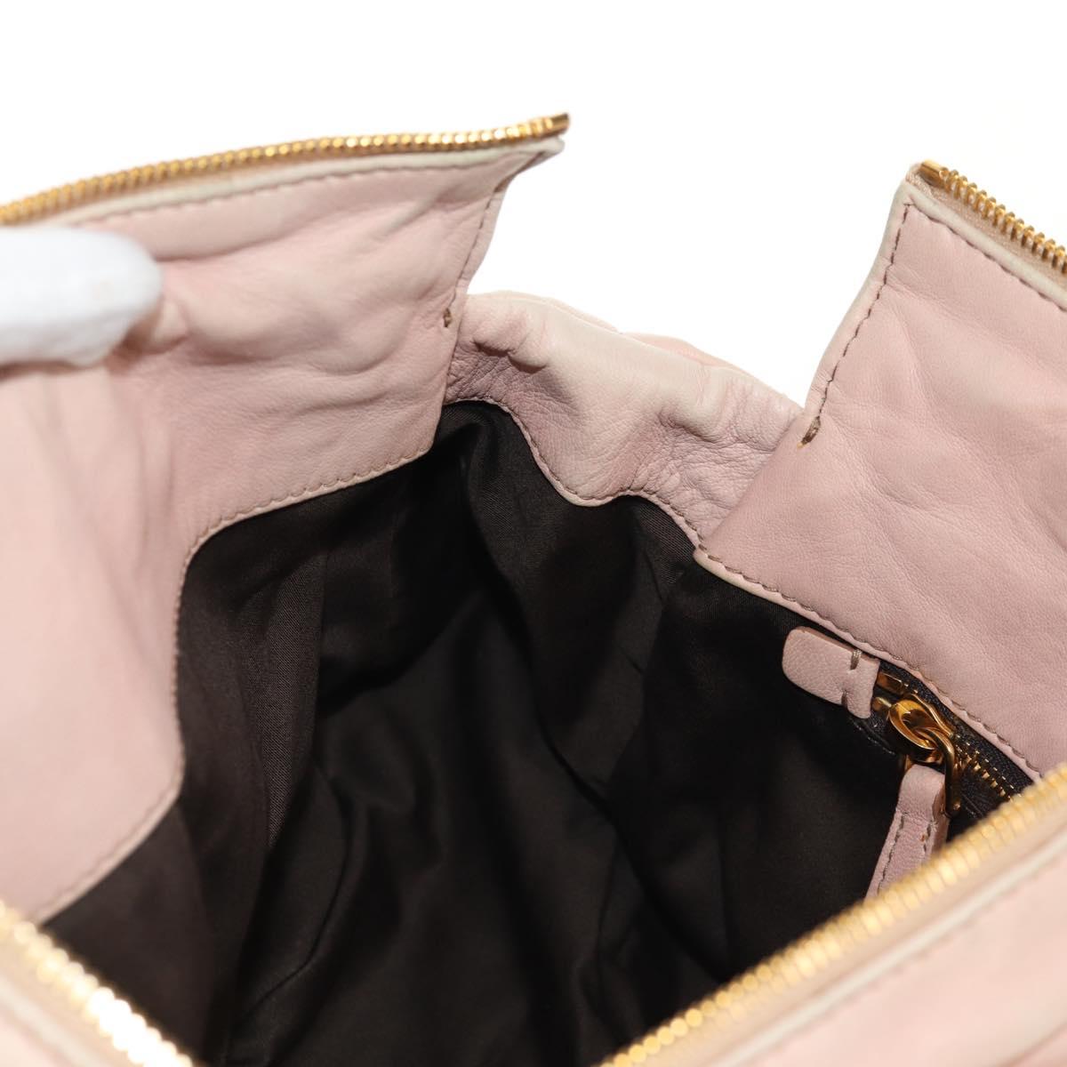 Miu Miu Chain Hand Bag Leather plastic 2way Pink Gold Auth yk19659