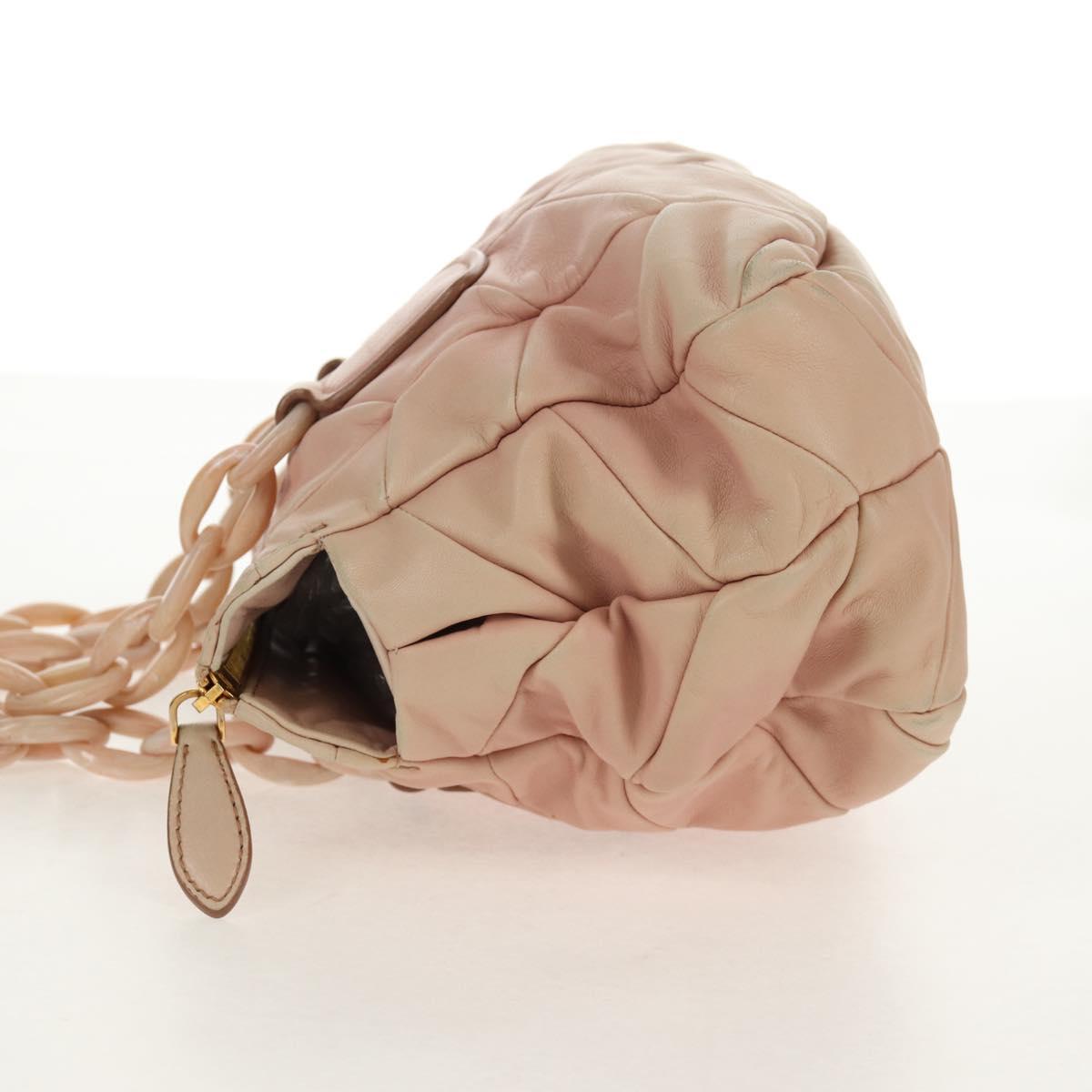 Miu Miu Chain Hand Bag Leather plastic 2way Pink Gold Auth yk19659