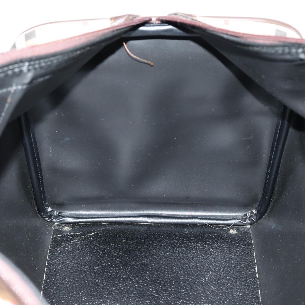 Burberrys Nova Check Boston Bag Canvas Beige Gold Auth yk19664