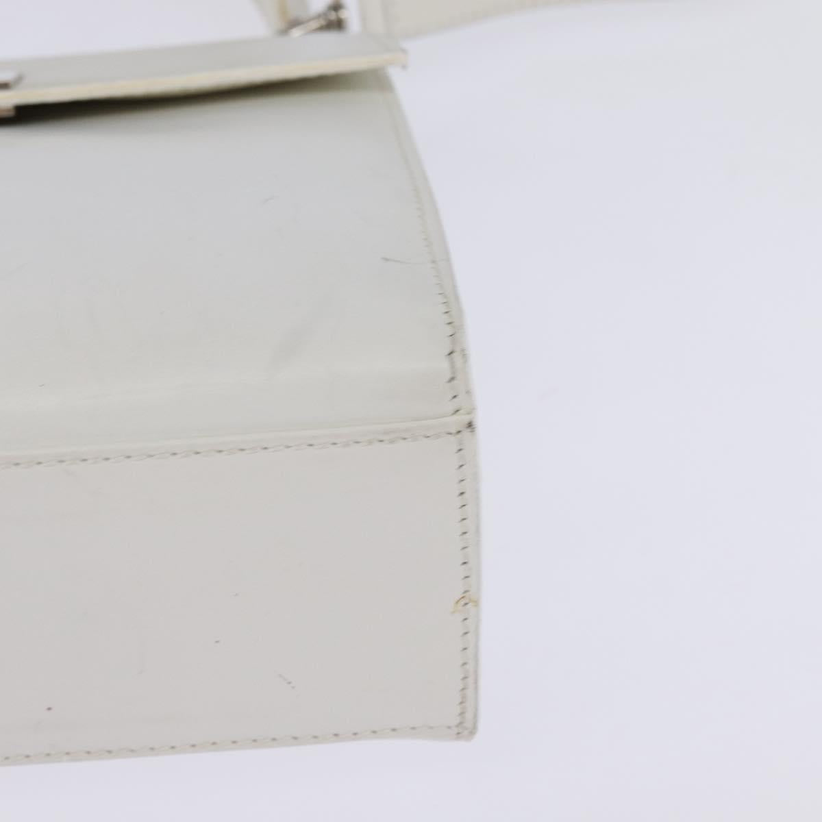 CELINE Hand Bag Leather 2way White Silver Auth yk19665