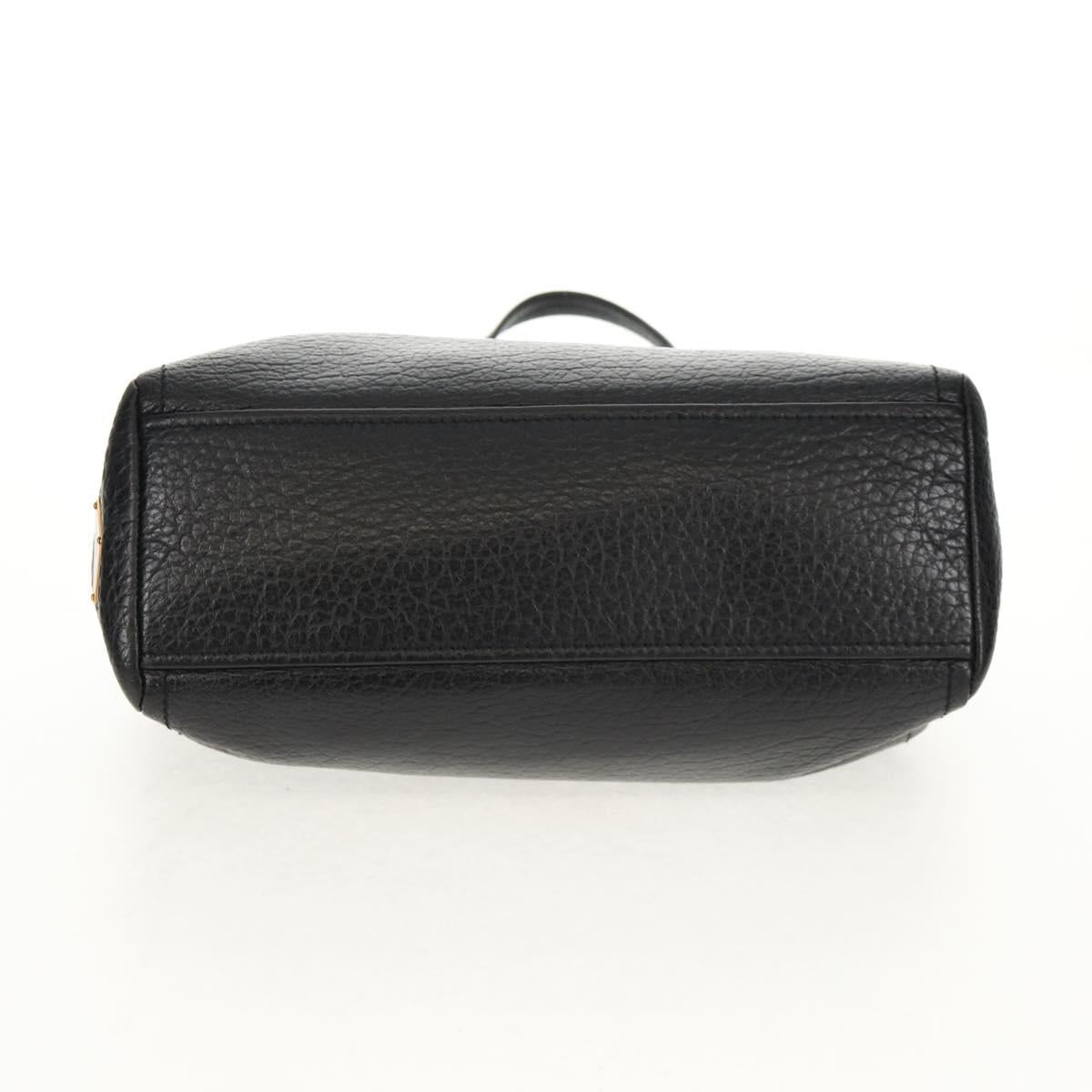 PRADA Gamaguchi Hand Bag Leather Black Gold Auth yk19666V