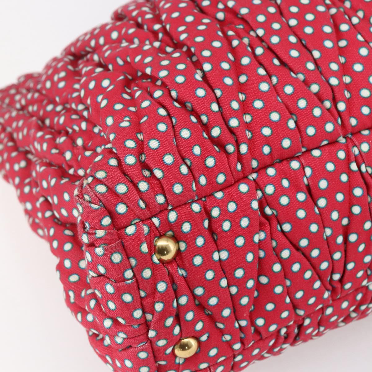 Miu Miu Matelasse Hand Bag Canvas 2way Red Gold Auth yk19675