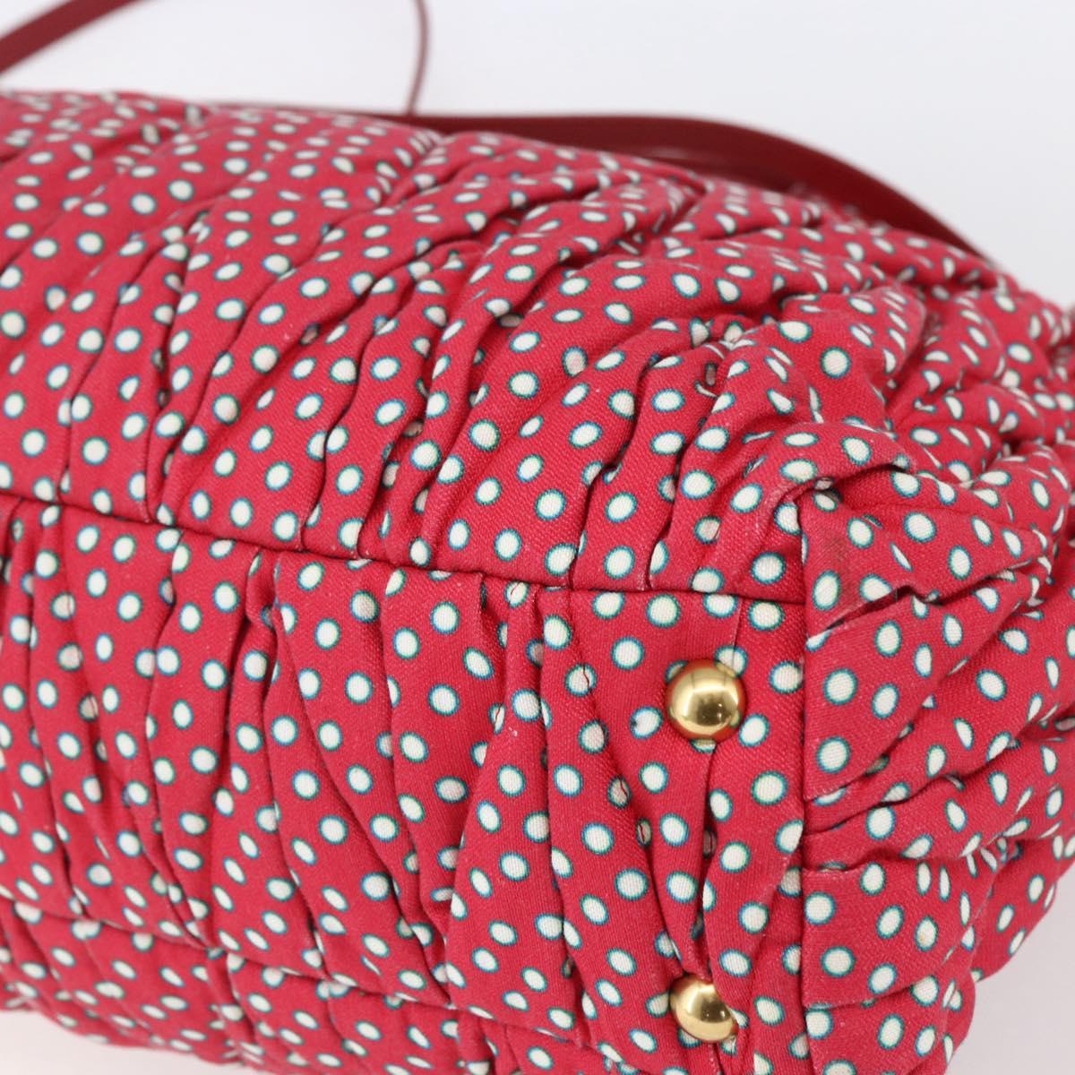 Miu Miu Matelasse Hand Bag Canvas 2way Red Gold Auth yk19675