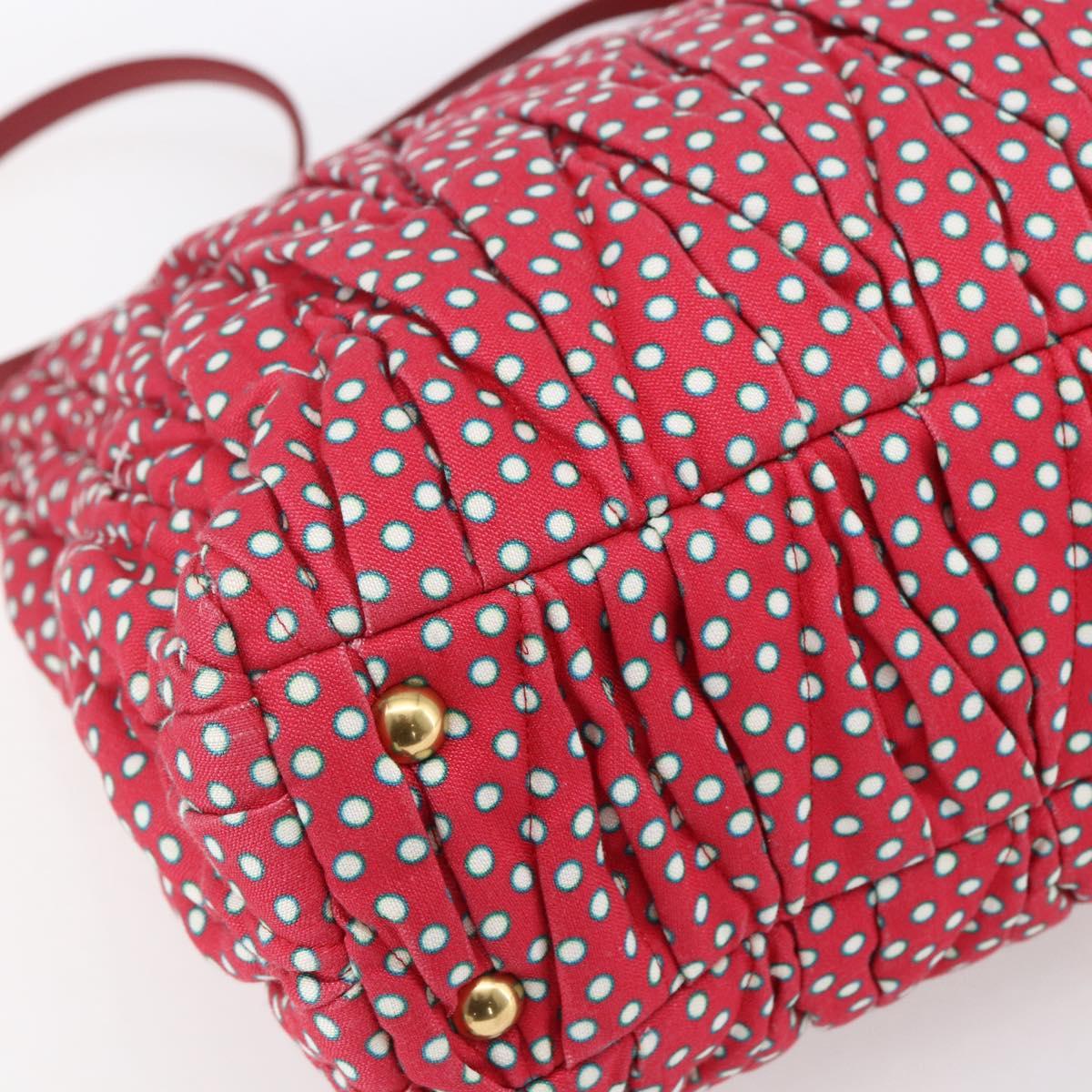 Miu Miu Matelasse Hand Bag Canvas 2way Red Gold Auth yk19675