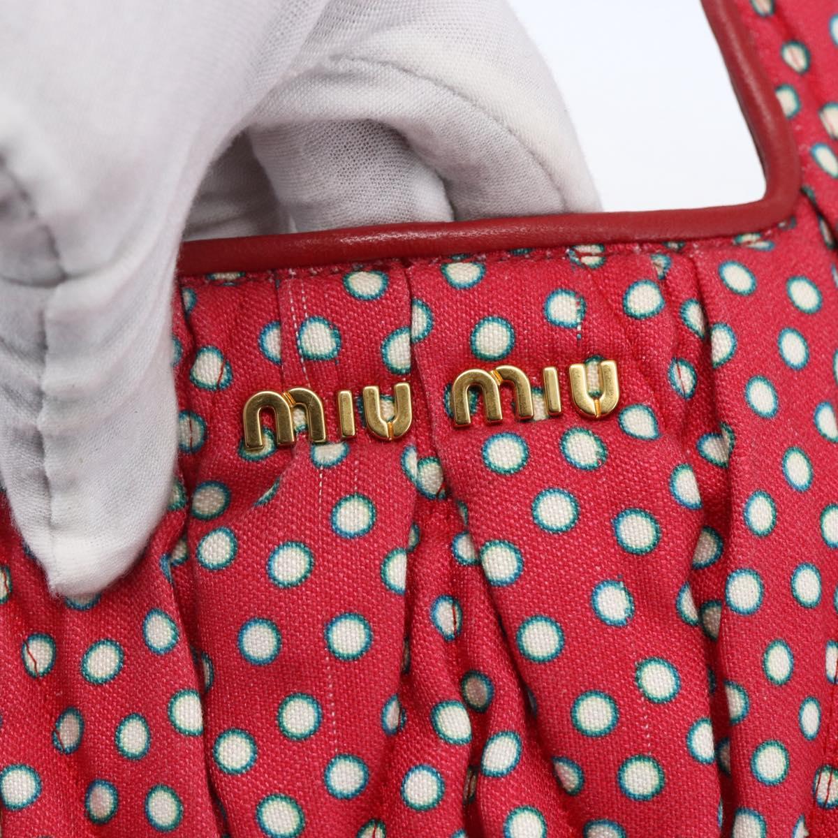 Miu Miu Matelasse Hand Bag Canvas 2way Red Gold Auth yk19675
