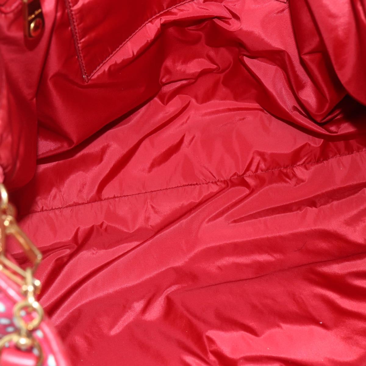 Miu Miu Matelasse Hand Bag Canvas 2way Red Gold Auth yk19675