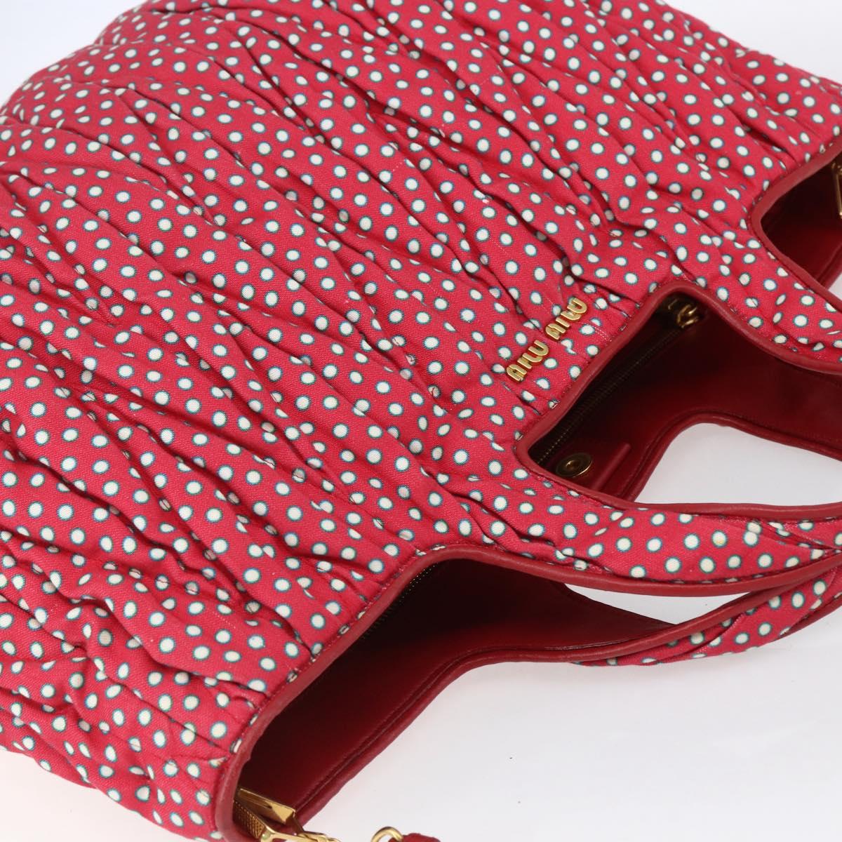 Miu Miu Matelasse Hand Bag Canvas 2way Red Gold Auth yk19675