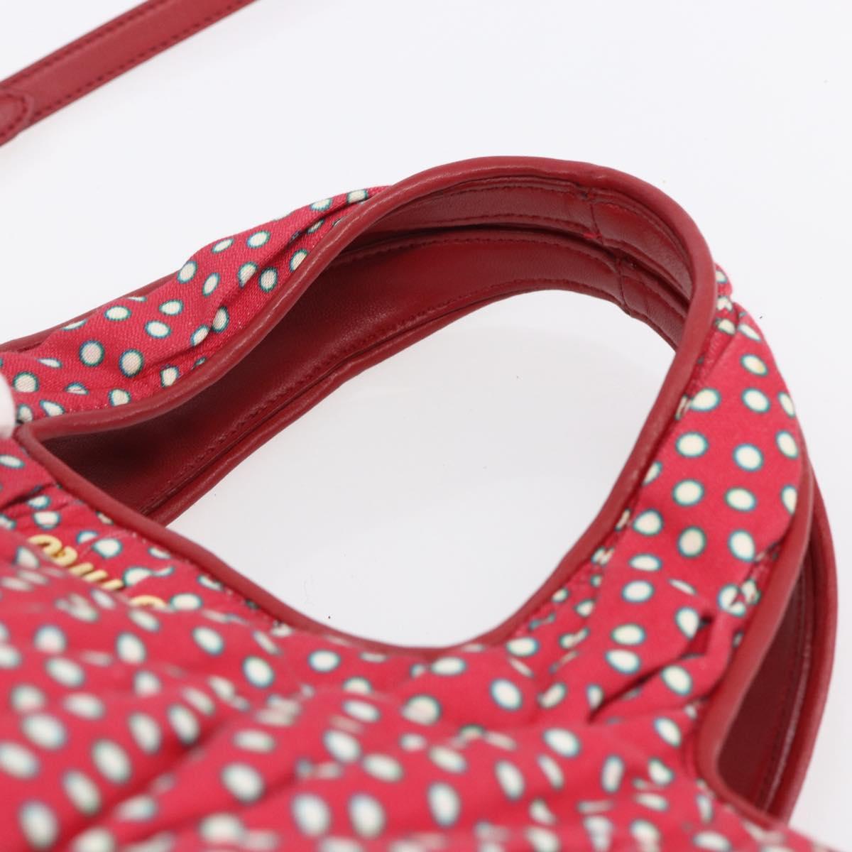 Miu Miu Matelasse Hand Bag Canvas 2way Red Gold Auth yk19675