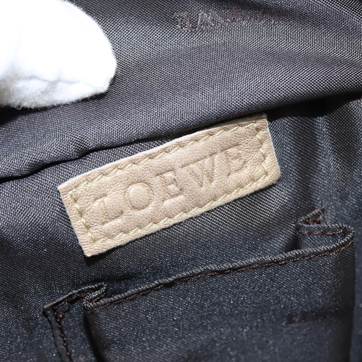 LOEWE Anagram Nappa Aire Hand Bag Leather Gold Tone Auth yk19696