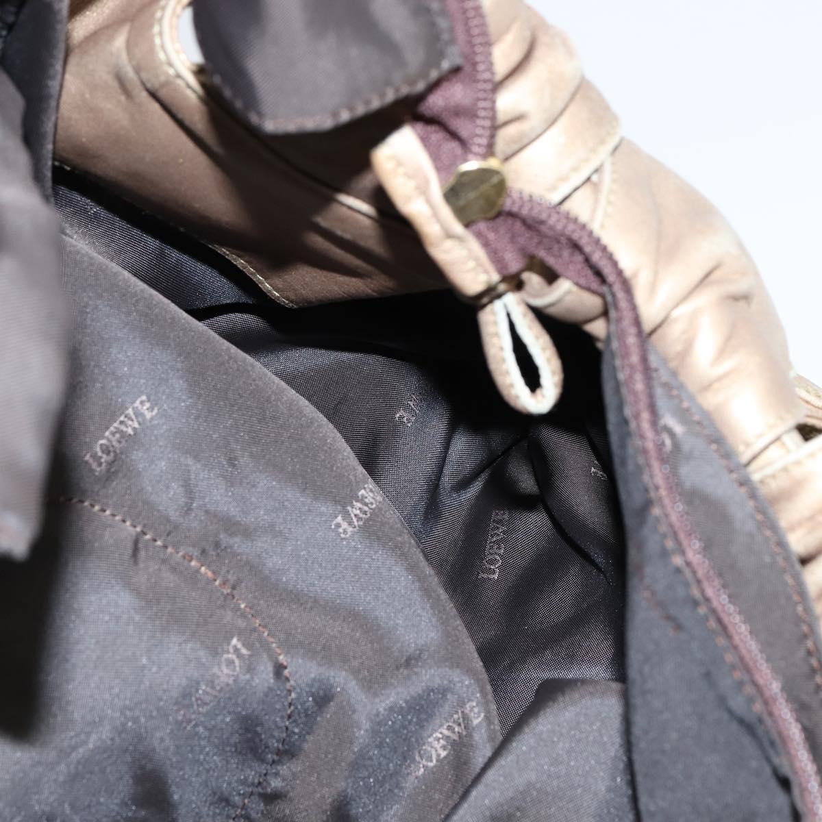 LOEWE Anagram Nappa Aire Hand Bag Leather Gold Tone Auth yk19696