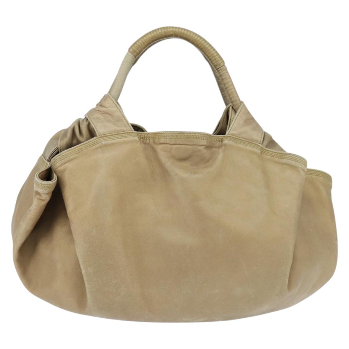 LOEWE Anagram Nappa Aire Hand Bag Leather Gold Tone Auth yk19696