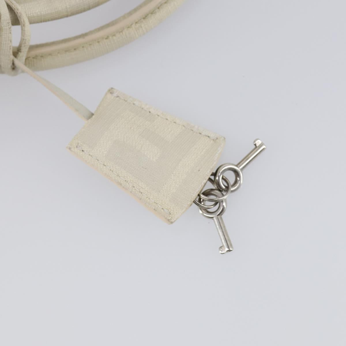 FENDI Zucca Mesh Boston Bag PVC White Silver Auth yk19697