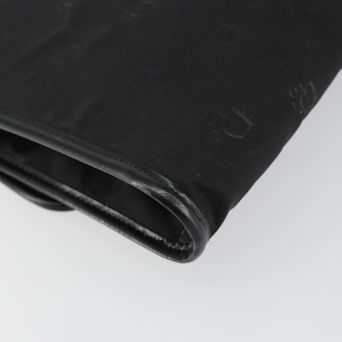 Christian Dior Chain Shoulder Bag Nylon Black Gold Auth yk19698