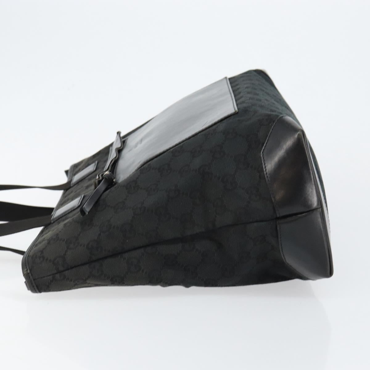 GUCCI GG Canvas Tote Bag Black Silver 34339 Auth yk19701