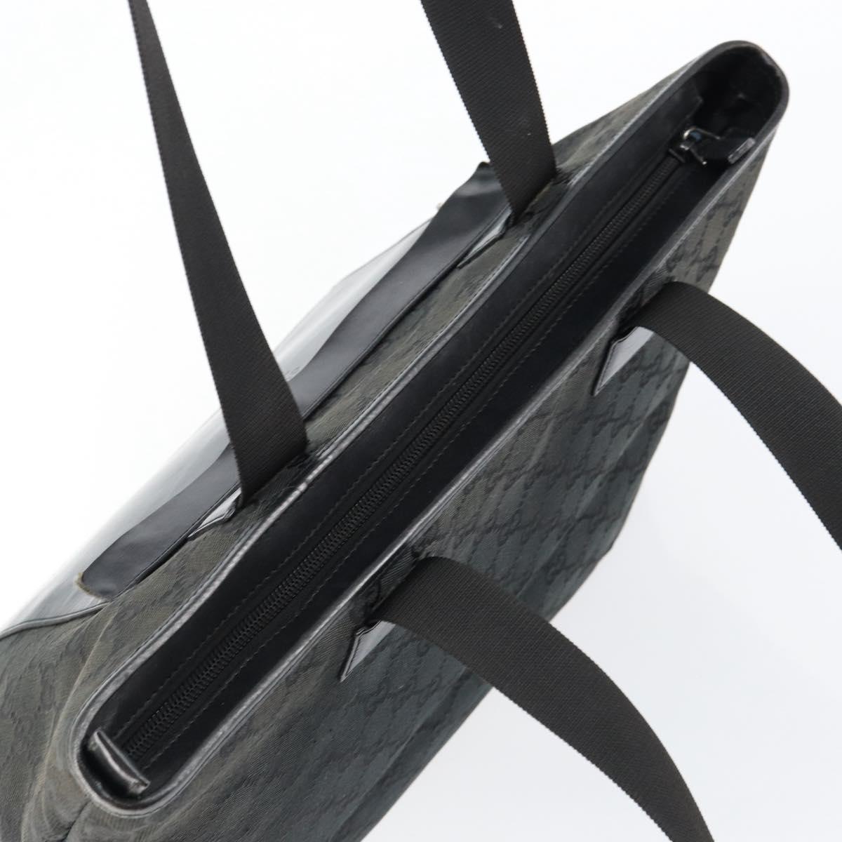 GUCCI GG Canvas Tote Bag Black Silver 34339 Auth yk19701