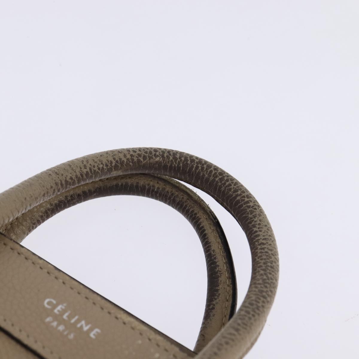 CELINE Luggage nano Hand Bag Leather 2way Beige Silver Auth yk19706