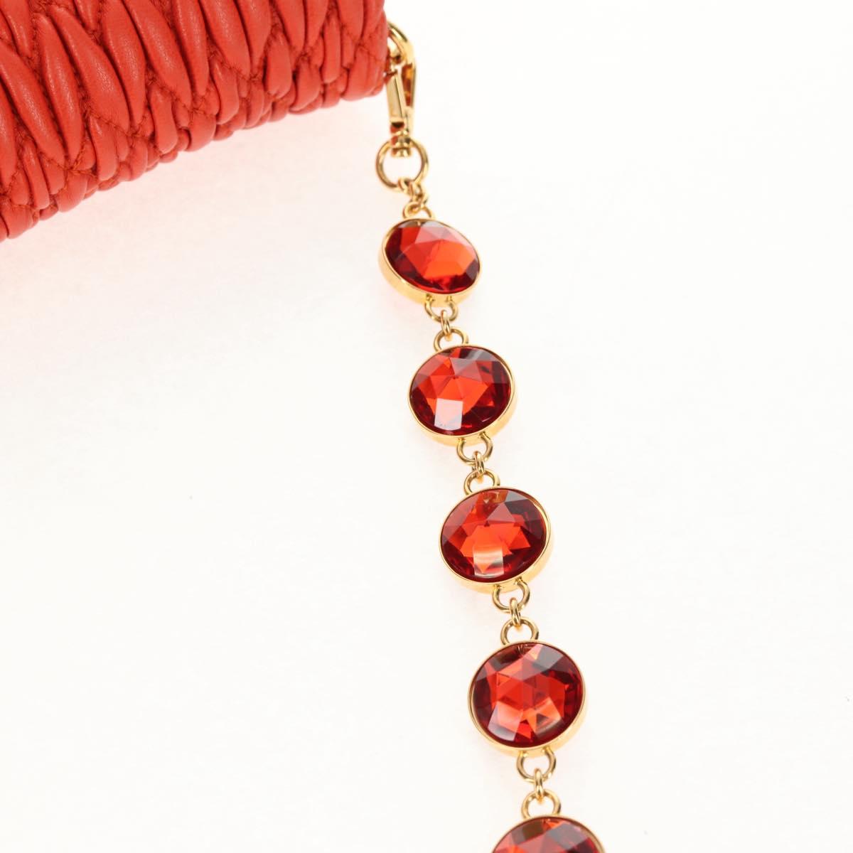 Miu Miu Matelasse Bijoux Shoulder Bag Leather Orange Gold Auth yk19711V