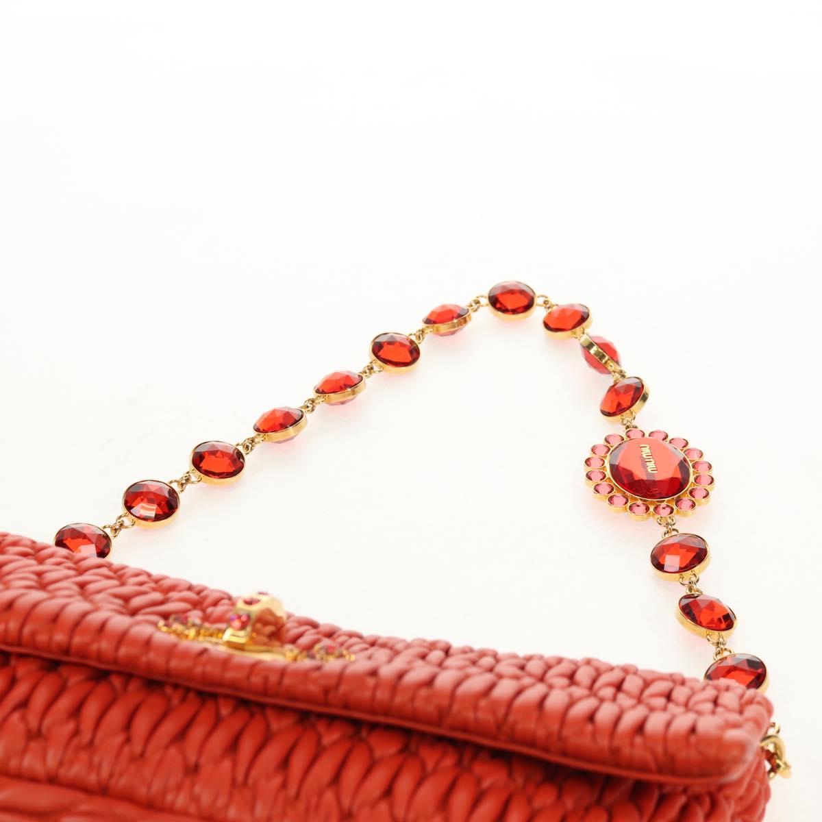 Miu Miu Matelasse Bijoux Shoulder Bag Leather Orange Gold Auth yk19711V