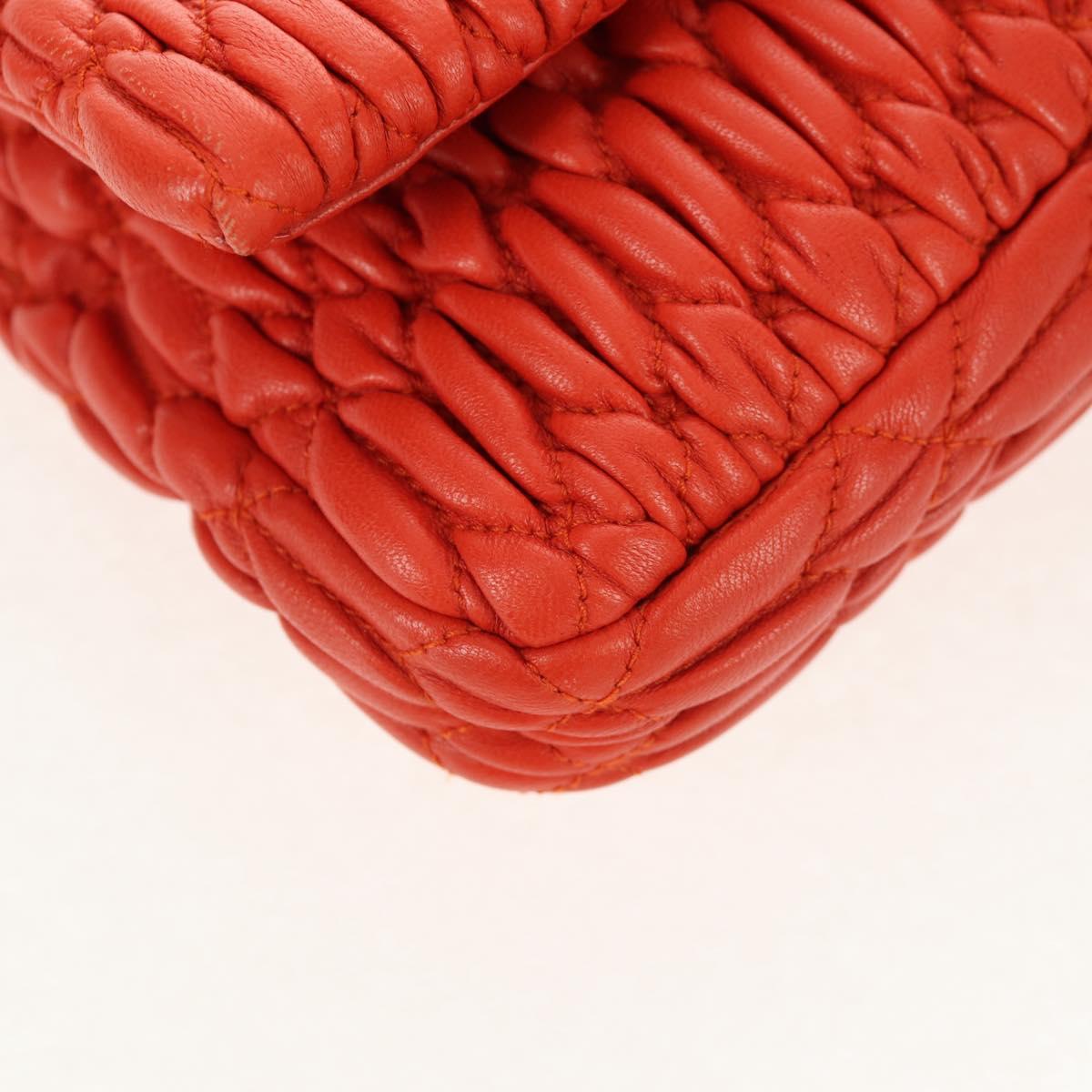 Miu Miu Matelasse Bijoux Shoulder Bag Leather Orange Gold Auth yk19711V