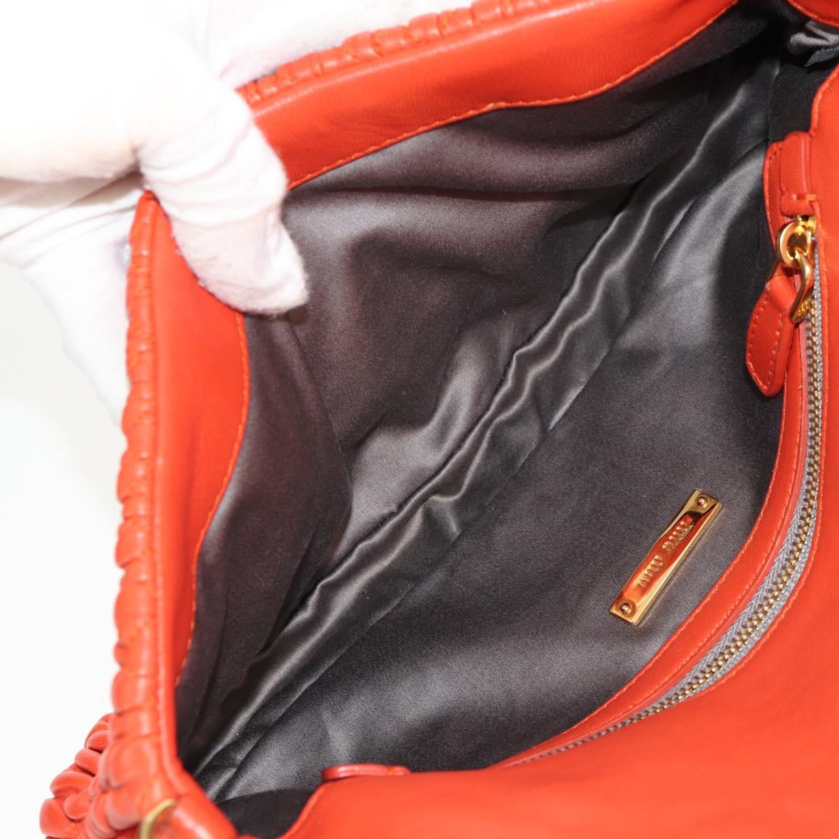 Miu Miu Matelasse Bijoux Shoulder Bag Leather Orange Gold Auth yk19711V