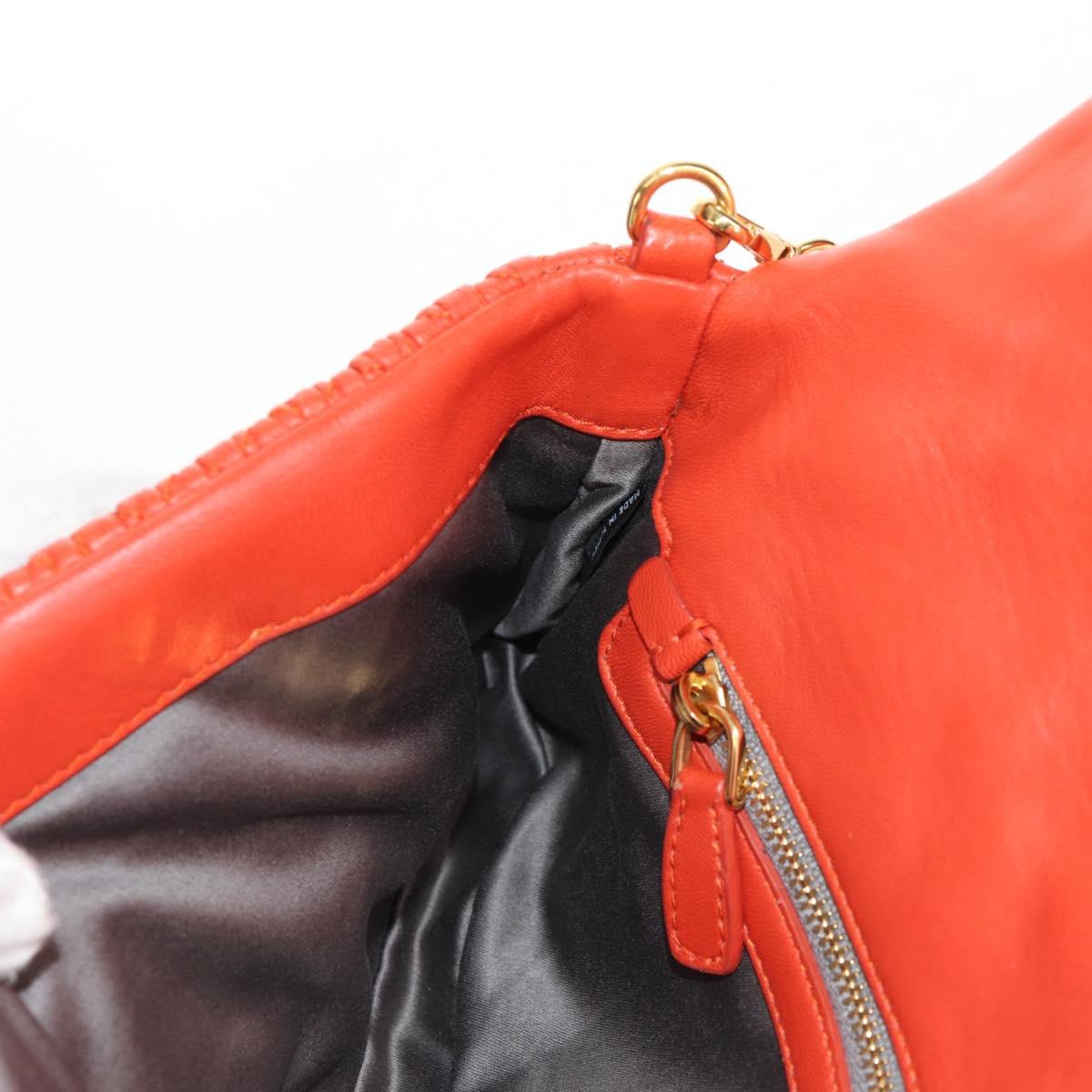 Miu Miu Matelasse Bijoux Shoulder Bag Leather Orange Gold Auth yk19711V