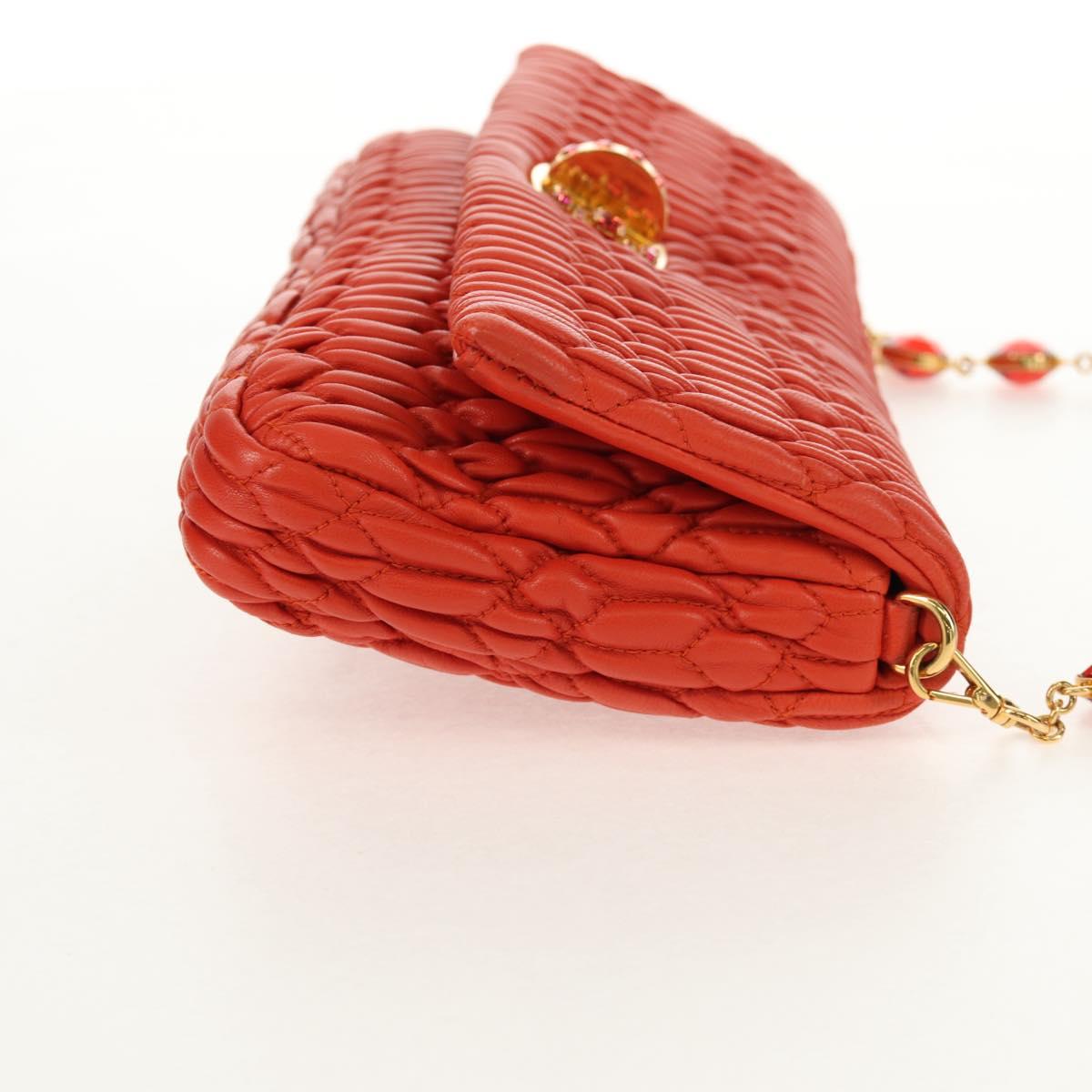 Miu Miu Matelasse Bijoux Shoulder Bag Leather Orange Gold Auth yk19711V